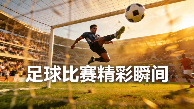足球比赛精彩瞬间视频缩略图 - 球员凌空抽射破门精彩画面